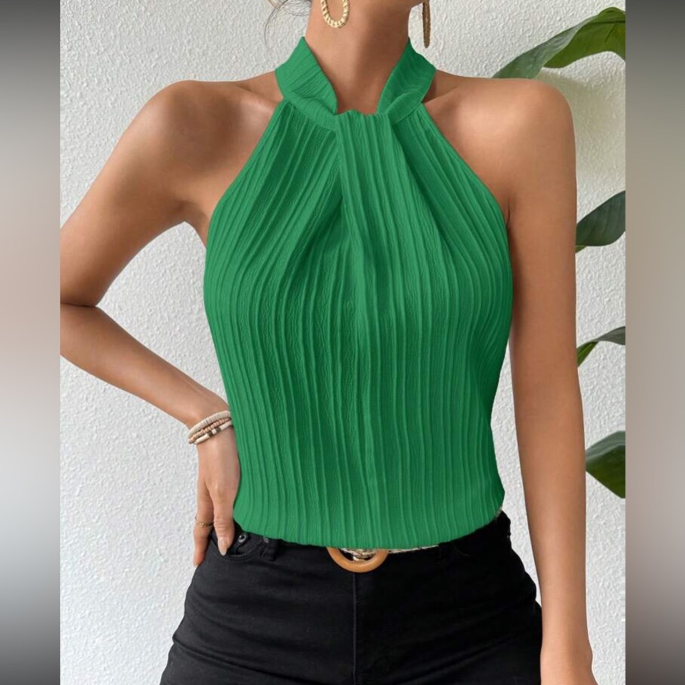 Elegant Green Halter Top - Picture 4 of 7